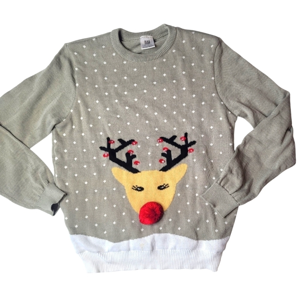 Reindeer Knit Light Up Sweater with Polka Dots Large / X large